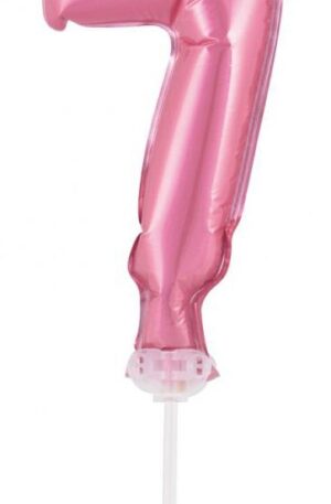 Rózsaszín 7-es Pink szám fólia lufi tortára 13 cm