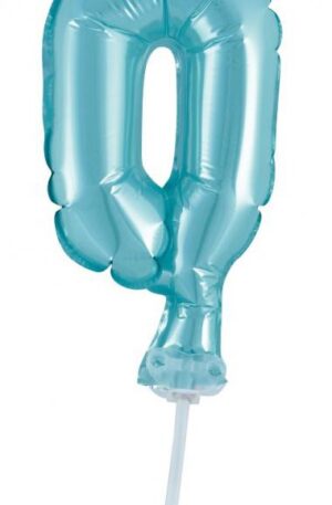Kék 0-ás Light Blue szám fólia lufi tortára 13 cm