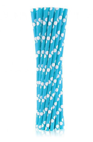 Kék Blue Polka Dots papír szívószál 24 db-os