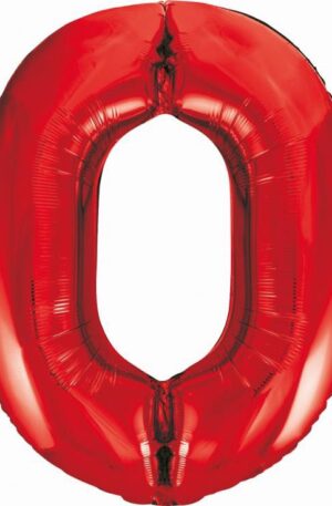 Piros 0-ás Red szám fólia lufi 85 cm