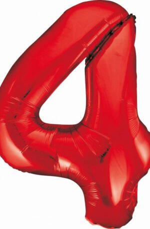 Piros 4-es Red szám fólia lufi 85 cm