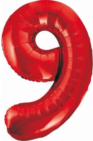 Piros 9-es Red szám fólia lufi 85 cm