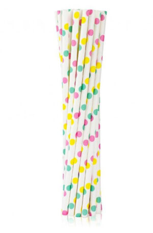 Színes Colorful Dots papír szívószál 12 db-os