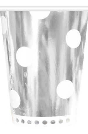 Ezüst B&C Polka Dots Silver papír pohár 6 db-os 266 ml