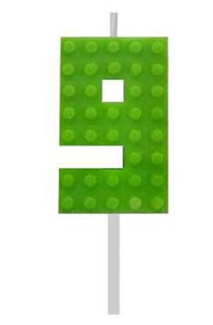 Építőkocka 9-es Green Blocks tortagyertya, számgyertya