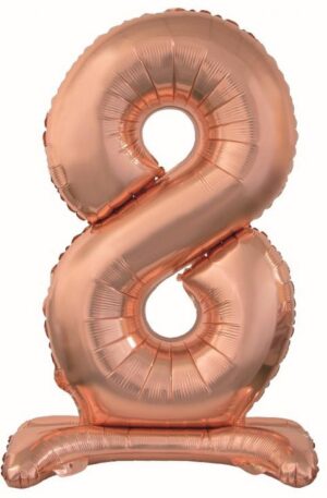 Rose Gold 8-as szám fólia lufi talppal 74 cm