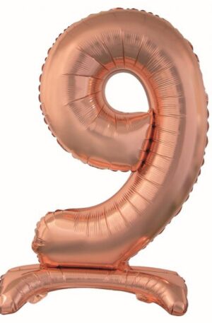 Rose Gold 9-es szám fólia lufi talppal 74 cm
