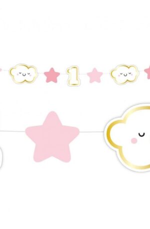 Első születésnap Pink 1st Birthday mini girland 120 cm