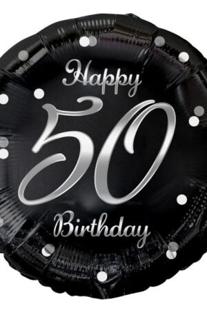 Happy Birthday 50 B&C Silver fólia lufi 36 cm