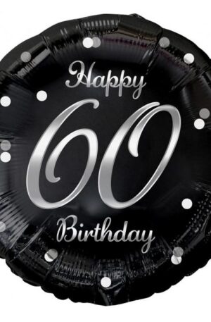Happy Birthday 60 B&C Silver fólia lufi 36 cm