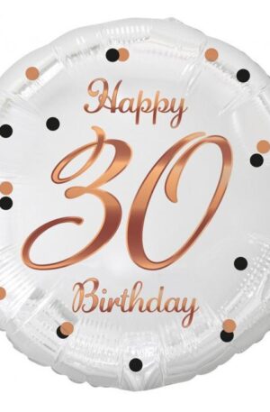 Happy Birthday 30 B&C White fólia lufi 36 cm