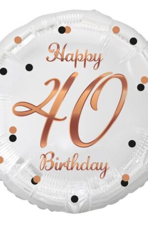 Happy Birthday 40 B&C White fólia lufi 36 cm