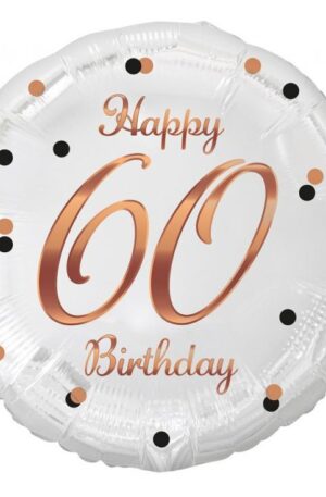 Happy Birthday 60 B&C White fólia lufi 36 cm