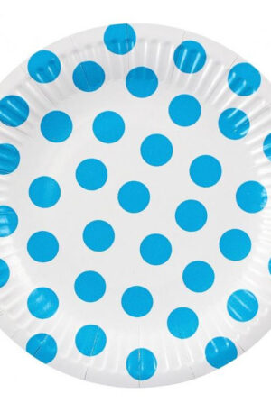 Pöttyös Sky Blue Polka Dot papírtányér 6 db-os 18 cm