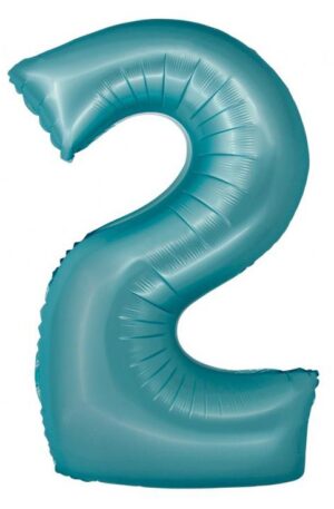 Kék 2-es Light Blue Mat szám fólia lufi 76 cm