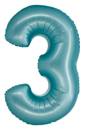 Kék 3-as Light Blue Mat szám fólia lufi 76 cm