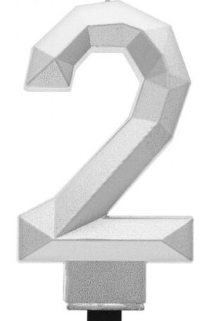 Ezüst 2-es Diamond Metallic számgyertya, tortagyertya