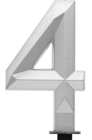 Ezüst 4-es Diamond Metallic számgyertya, tortagyertya
