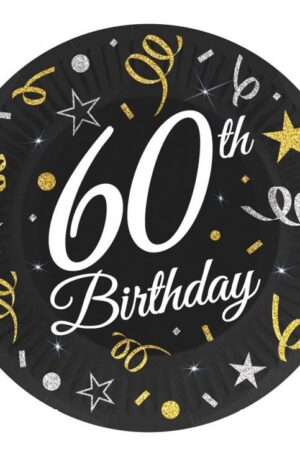 Happy Birthday 60 B&C papírtányér 6 db-os 18 cm