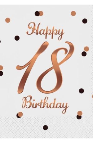 Happy Birthday 18 B&C White szalvéta 20 db-os 33x33 cm