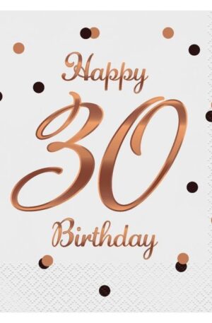 Happy Birthday 30 B&C White szalvéta 20 db-os 33x33 cm