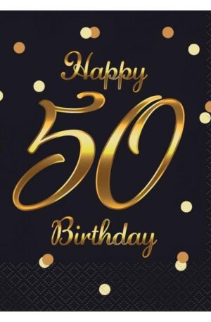 Happy Birthday 50 B&C Gold szalvéta 20 db-os 33x33 cm