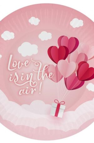 Szerelem Love Is In The Air Pink papírtányér 6 db-os 18 cm