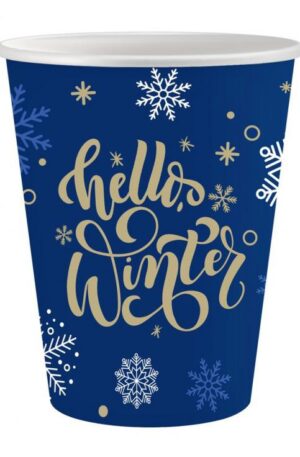 Karácsonyi Hello Winter papír pohár 6 db-os 250 ml
