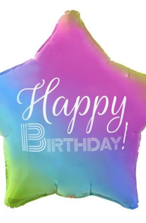 Szivárvány Happy Birthday Rainbow csillag fólia lufi 44 cm