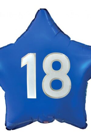 Kék Happy Birthday 18 Blue csillag fólia lufi 44 cm