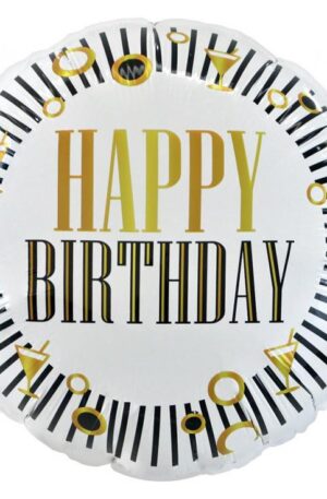 Happy Birthday Stripes fólia lufi 36 cm