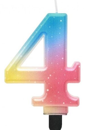 Színes 4-es Pastel Ombre számgyertya, tortagyertya