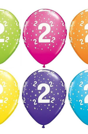 Happy Birthday 2 Tropical Mix léggömb, lufi 6 db-os 11 inch (28cm)