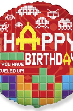 Lego mintázatú Happy Birthday Bricks fólia lufi 48 cm