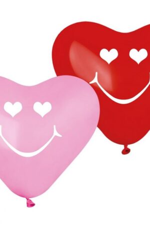 Szív Smiling Hearts léggömb, lufi 5 db-os 10 inch (25 cm)