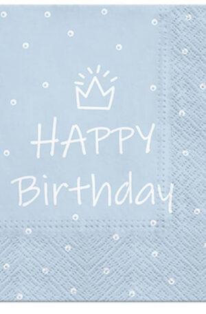 Happy Birthday Kék Light Blue szalvéta 20 db-os 33x33 cm