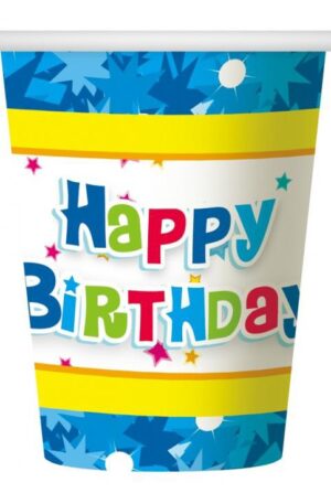 Happy Birthday Blue papír pohár 6 db-os 270 ml
