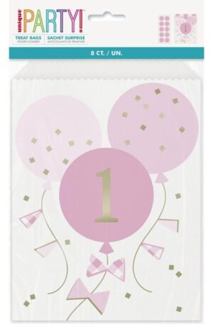 Első születésnap Pink papírzacskó 8 db-os