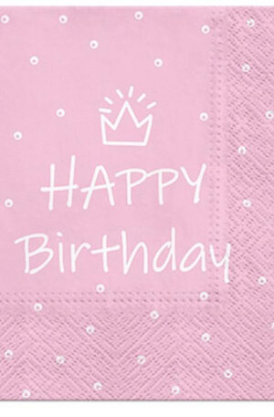 Happy Birthday Rózsaszín Light Pink szalvéta 20 db-os 33x33 cm