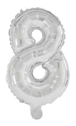 Óriás 8-as Silver szám fólia lufi 85 cm