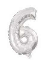 Ezüst Silver 6-os szám fólia lufi 10 cm