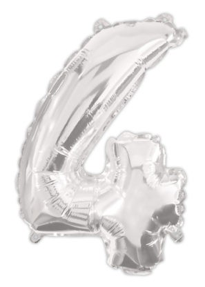 Ezüst Silver 4-es szám fólia lufi 95 cm