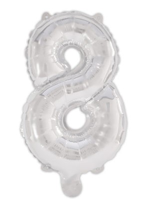 Ezüst Silver 8-as szám fólia lufi 95 cm