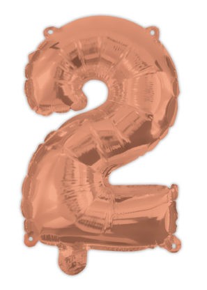 Színes Rose Gold 2-es szám fólia lufi 95 cm