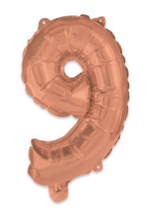 Színes Rose Gold 9-es szám fólia lufi 95 cm