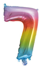 Színes Multicolour Metallic mini 7-es szám fólia lufi 34 cm