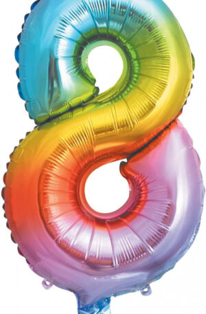 Színes Multicolour Metallic mini 8-as szám fólia lufi 35 cm