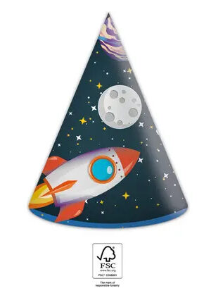 Űr Rocket Space parti kalap, csákó 6 db-os FSC