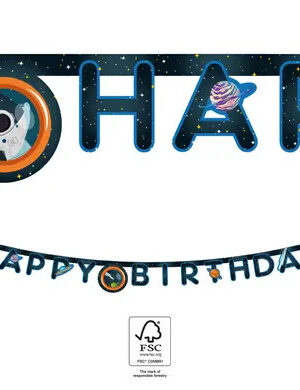 Űr Happy Birthday Rocket Space felirat FSC 2 m
