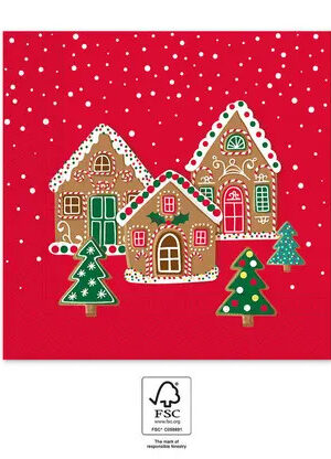 Karácsonyi Gingerhouses szalvéta 20 db-os 33x33 cm FSC